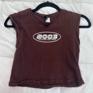 H&M Brown Graphic Crop Top